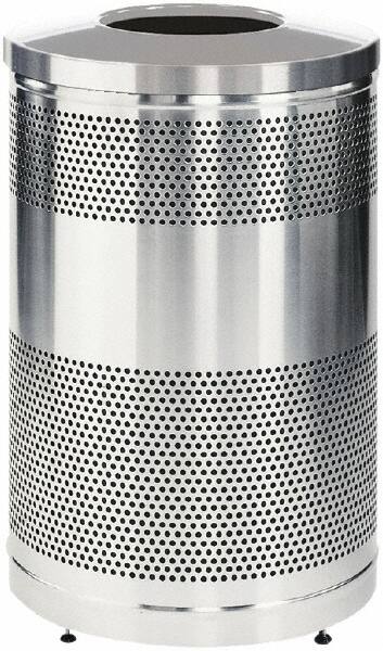 Decorative Trash Can: 51 gal, Round, Gray MPN:FGS55SSTSSPL