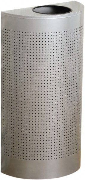 Decorative Trash Can: 12 gal, Half-Round, Gray MPN:FGSH12EPLSM