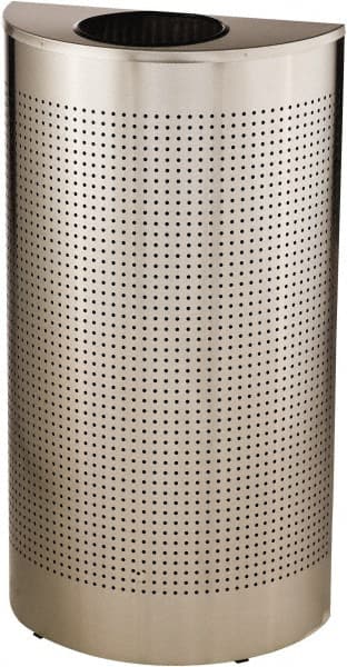 Decorative Trash Can: 12 gal, Half-Round, Gray MPN:FGSH12SSPL