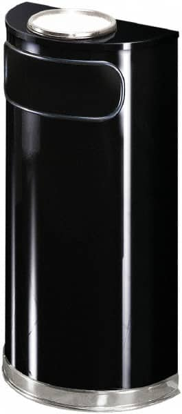 Decorative Trash Can with Ash/Trash Top: 9 gal, Half-Round, Black MPN:FGSO8SU20PLBK