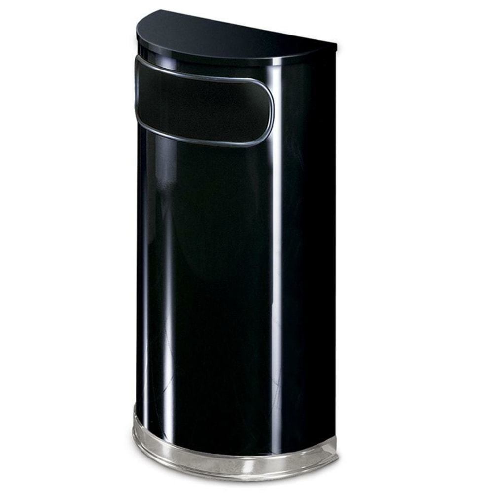 United Receptacle 30% Recycled Half Round Black/Chrome Receptacle, 9 Gallons, 32in x 18in x 9in, Black/Chrome MPN:SO820BPL