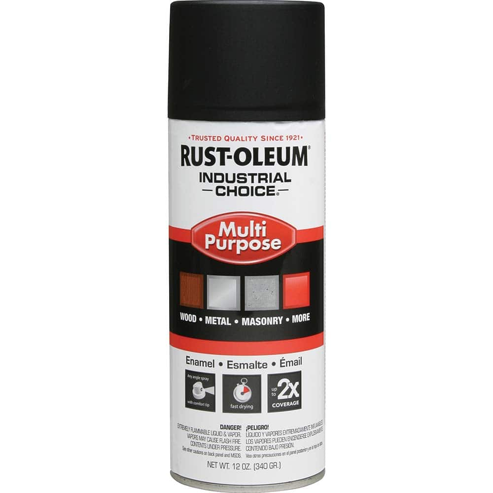 Enamel Spray Paint: Black, Ultra-Flat, 12 oz MPN:1676830V