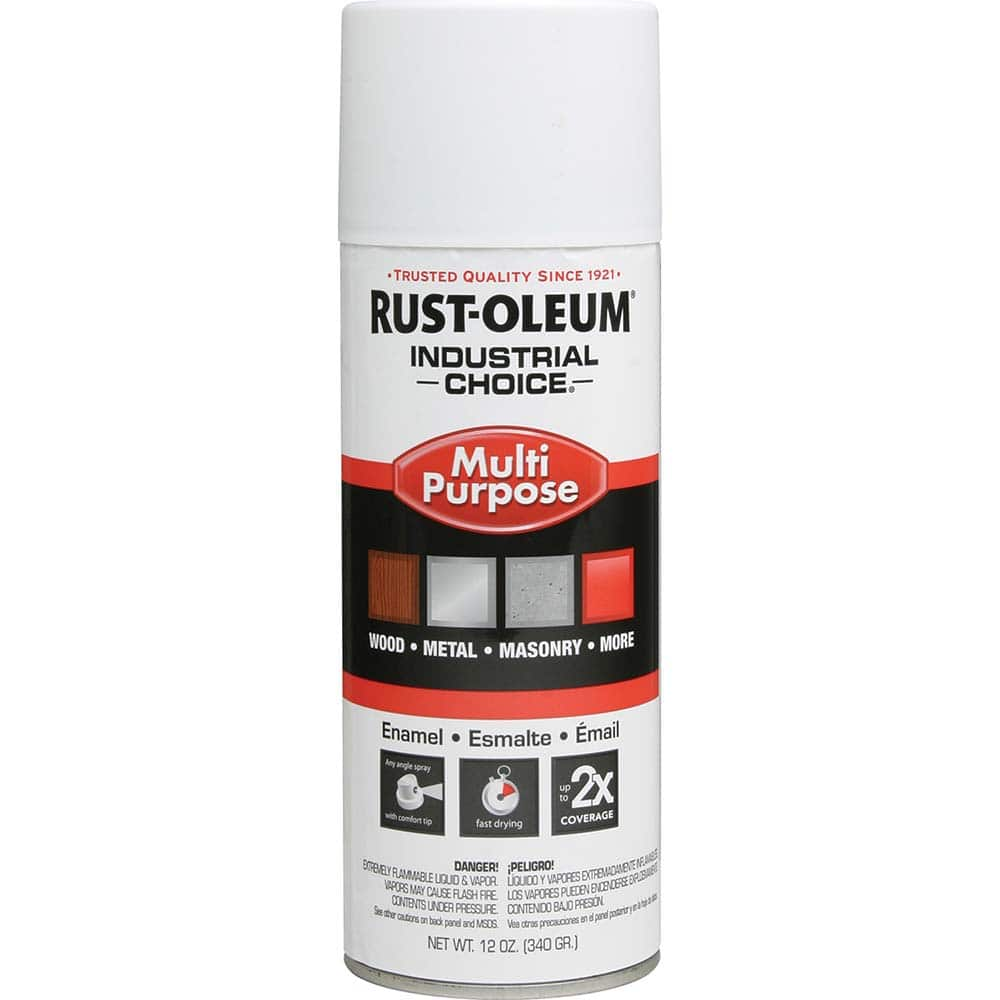 Enamel Spray Paint: White, Flat, 12 oz MPN:1690830V