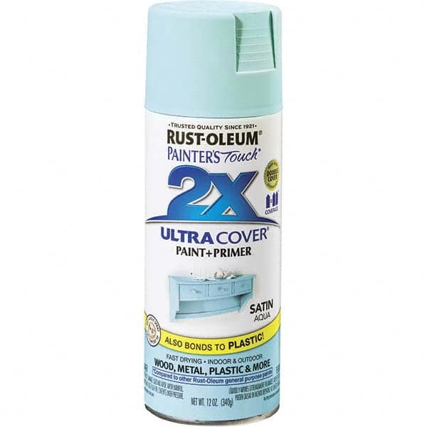 Enamel Spray Paint: Aqua, Satin, 12 oz MPN:334059