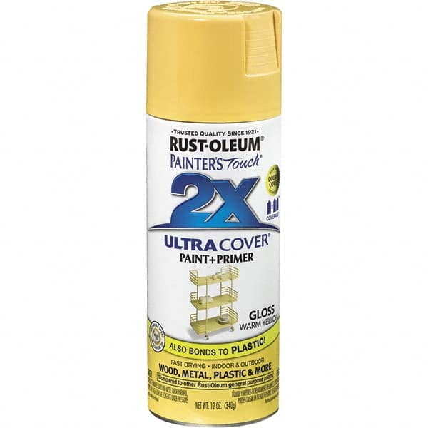 Enamel Spray Paint: Warm Yellow, Gloss, 12 oz MPN:249091