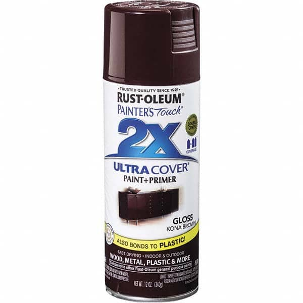 Enamel Spray Paint: Kona Brown, Gloss, 12 oz MPN:334038