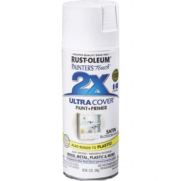 Enamel Spray Paint: Blossom White, Satin, 12 oz MPN:346950