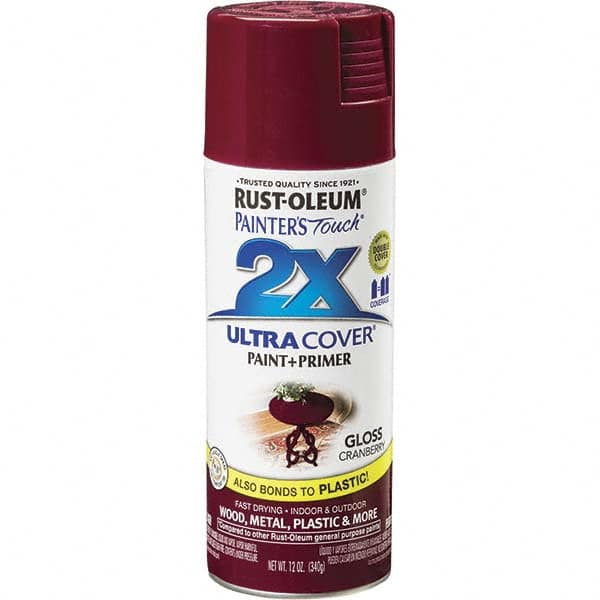 Enamel Spray Paint: Cranberry, Gloss, 12 oz MPN:334051