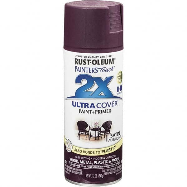 Enamel Spray Paint: Aubergine, Satin, 12 oz MPN:257419