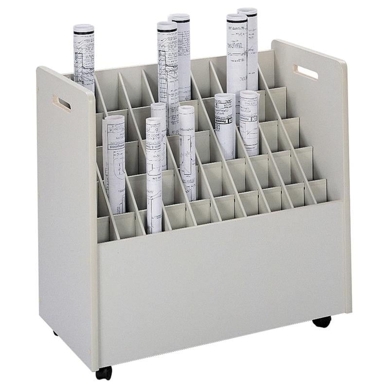 Safco Mobile Roll File, 50 Compartments, 2 3/4in Tubes MPN:3083