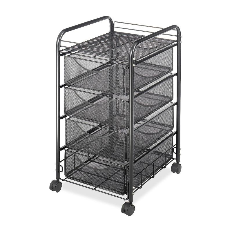 Safco Tubular Steel Frame Mobile File Cart, 27inH x 15 3/4inW x 17inD, Black MPN:5214BL