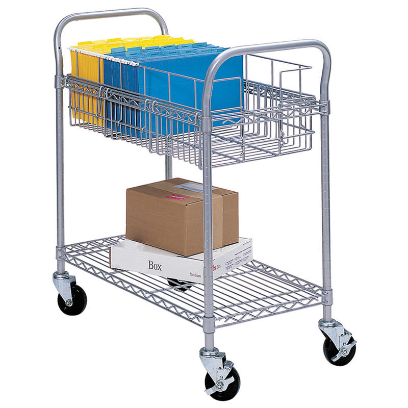 Safco Wire Mail Cart, 38 1/2inH x 26 3/4inW x 18 3/4inD, Metallic Gray MPN:5235GR