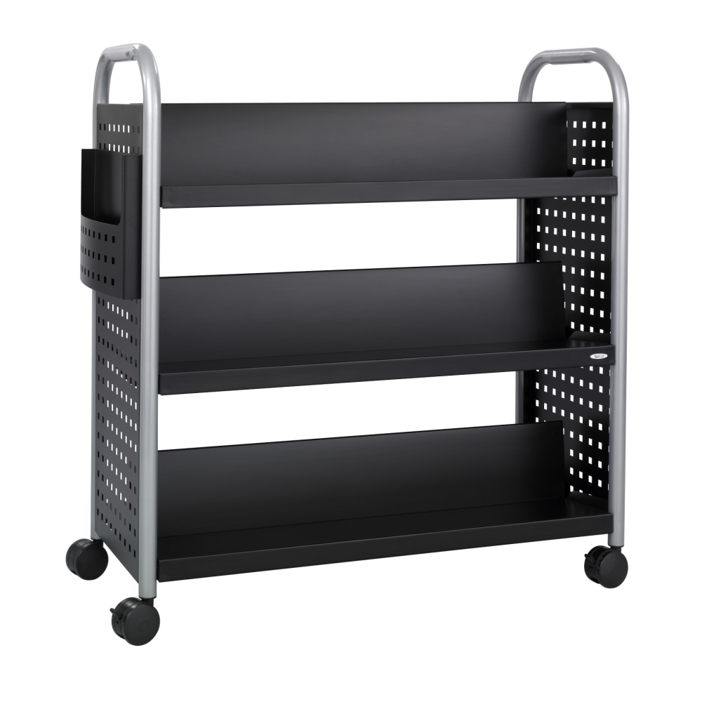 Safco Scoot Steel Book Cart, 6 Double-Sided Shelves, 41 1/2inH x 41 1/4inW x 17 1/4inD, Black MPN:5335BL