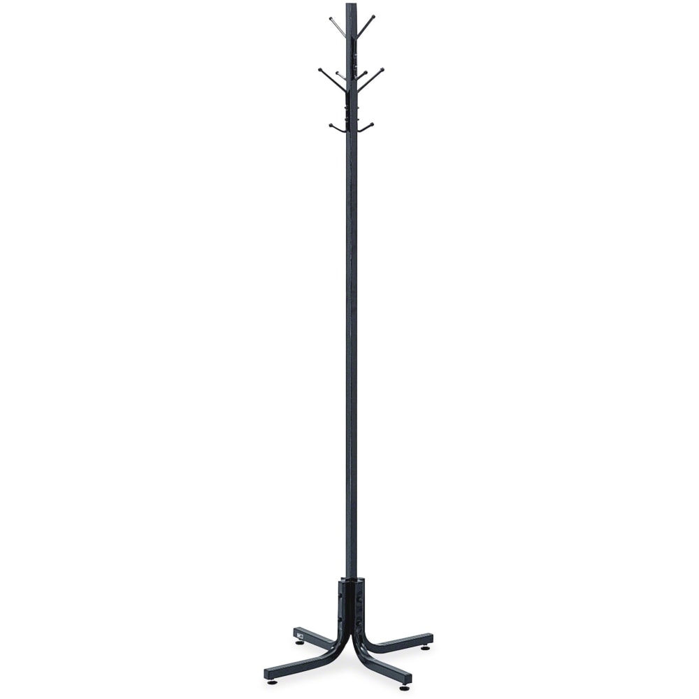 Safco 4 Double Hook Costumer - 8 Hooks - 80 lb (36.29 kg) Capacity - 2.50in Size - for Garment, Hat - Steel - Black - 1 Each MPN:4163BL