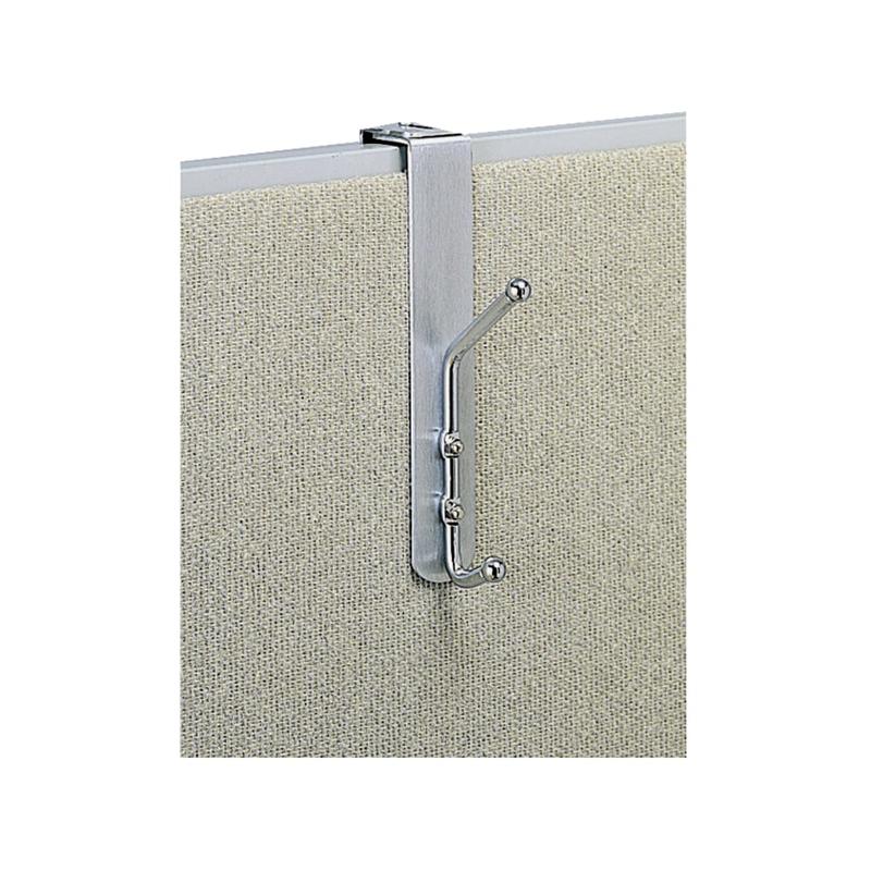 Safco Over-The-Panel Double-Garment Coat Hook, 8-1/2inH x 1-1/2inW x 4-1/4inD, Silver (Min Order Qty 2) MPN:4167