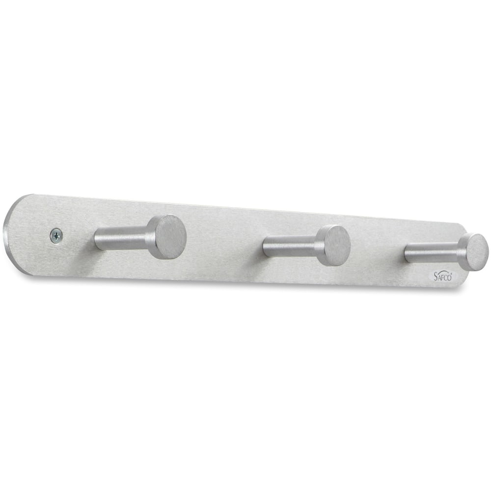 Safco Rounded Design Coat Hooks, 2inH x 18inW x 2 5/8inD, Silver MPN:4201