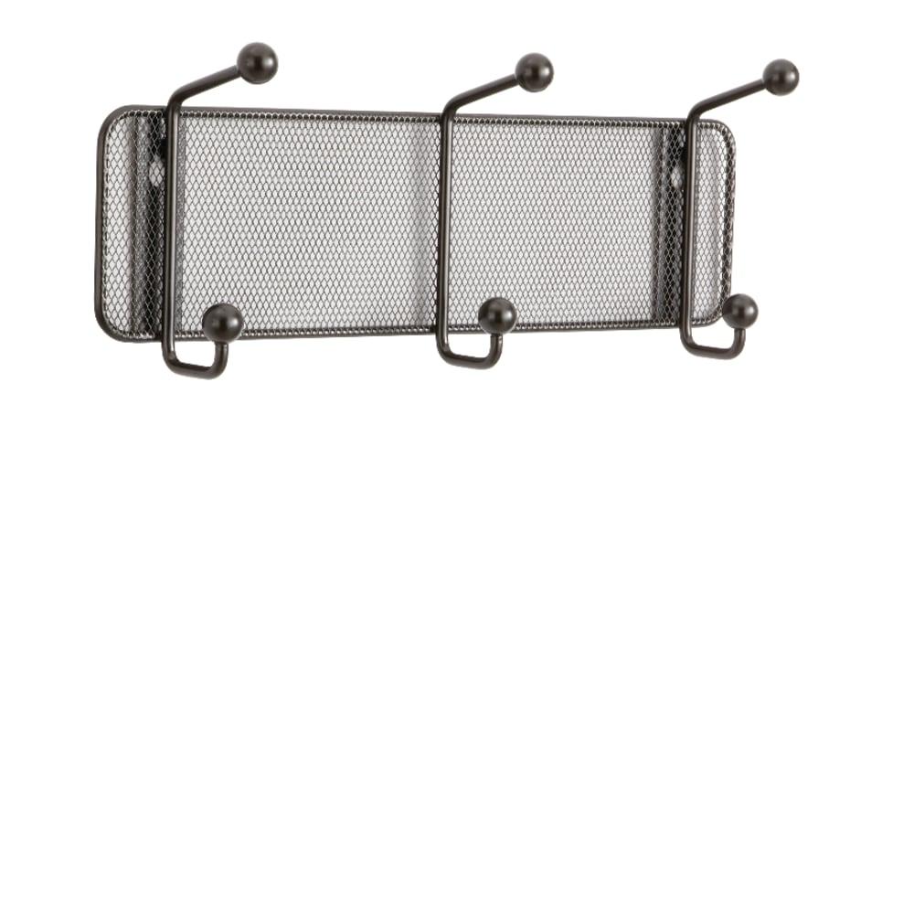 Safco Onyx Mesh Wall Rack, 3 Double Hooks, Black (Min Order Qty 3) MPN:6402BL