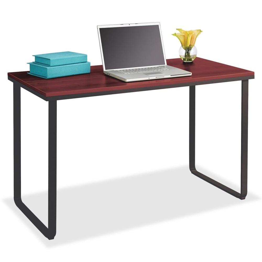 Safco Steel Workstation - Laminated Rectangle Top - U-shaped Base - 47.25in Table Top Width x 24in Table Top Depth - 28.75in Height x 47.25in Width x 24in Depth - Assembly Required - Cherry - Fiberboard, Steel MPN:1943CY