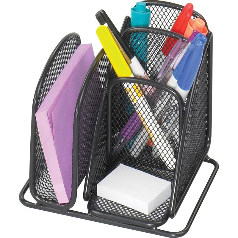 Safco Onyx - Desk organizer - 5.98 in x 5.24 in - powder-coated steel mesh - black (Min Order Qty 3) MPN:3250BL