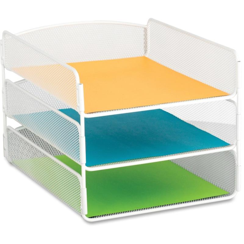 Safco Onyx Letter Tray - 3 Compartment(s) - 3 Tier(s) - 8in Height x 9.3in Width x 11.8in DepthDesktop - White - Steel - 1 Each MPN:3271WH