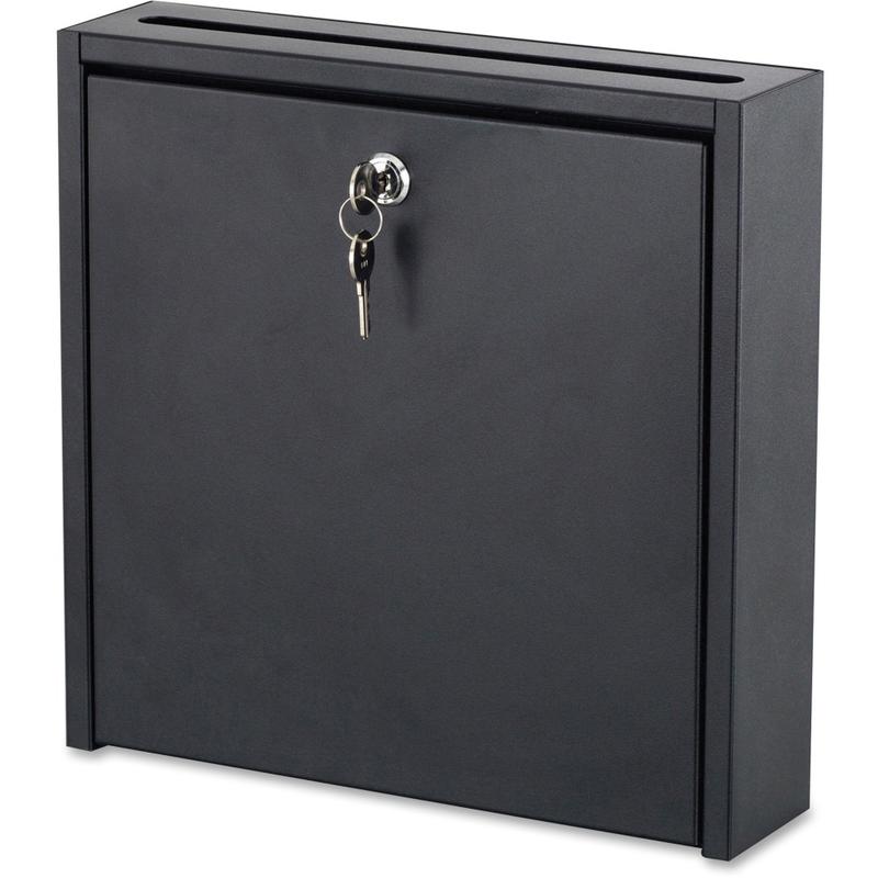 Safco Wall-Mounted Inter-department Steel Mailbox With Lock, 12in x 12in, Black MPN:4258BL