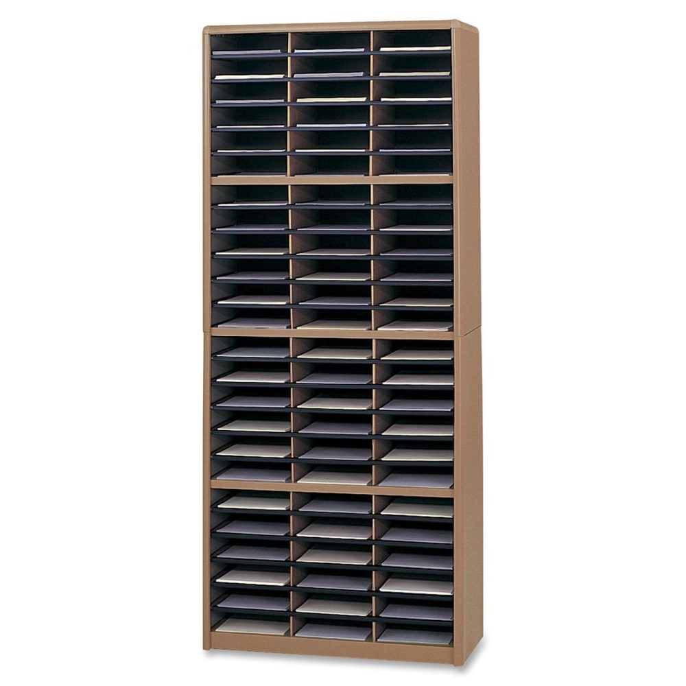 Safco Value Sorter Steel Corrugated Literature Organizer, 72 Compartments, Medium Oak MPN:7131MO