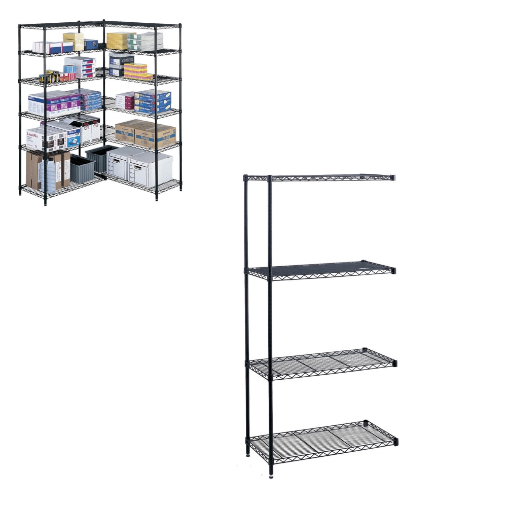 Safco Industrial Wire Shelving Add-On Unit, 36inW x 18inD, Black MPN:5286BL