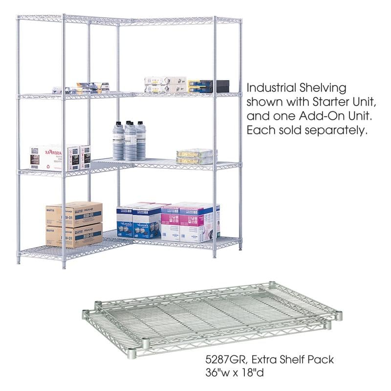 Safco Extra Shelves For Industrial Wire Shelving, 36inW x 18inD, Gray, Pack Of 2 MPN:5287GR