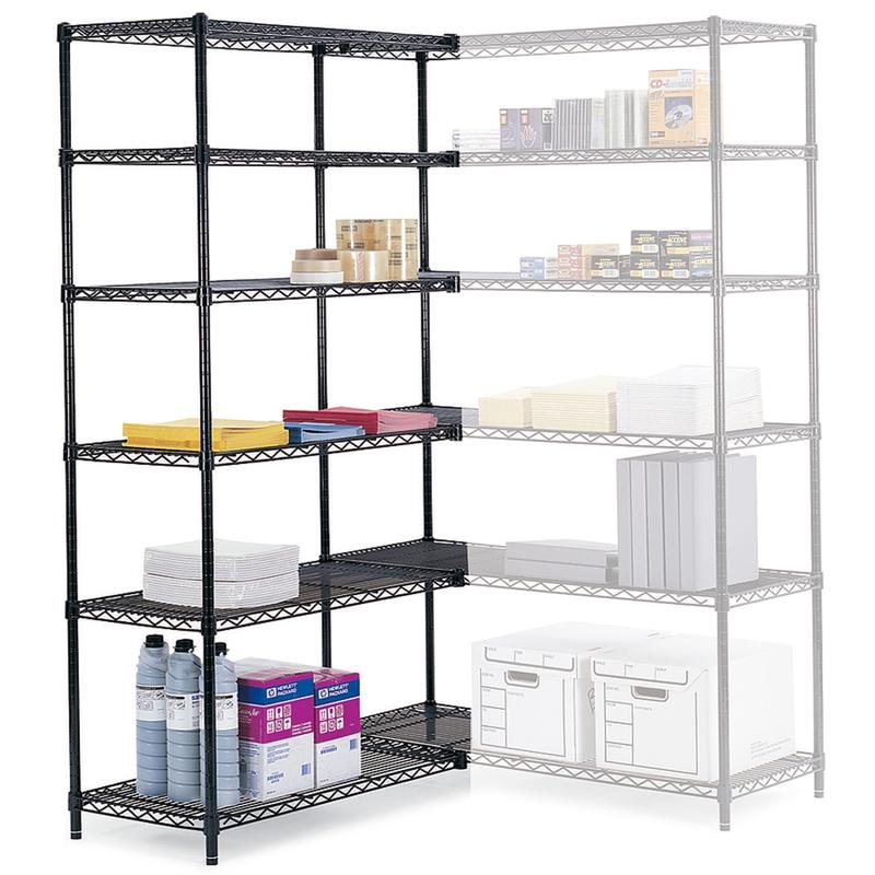 Safco Industrial Wire Shelving Starter Unit, 48inW x 18inD, Black MPN:5291BL