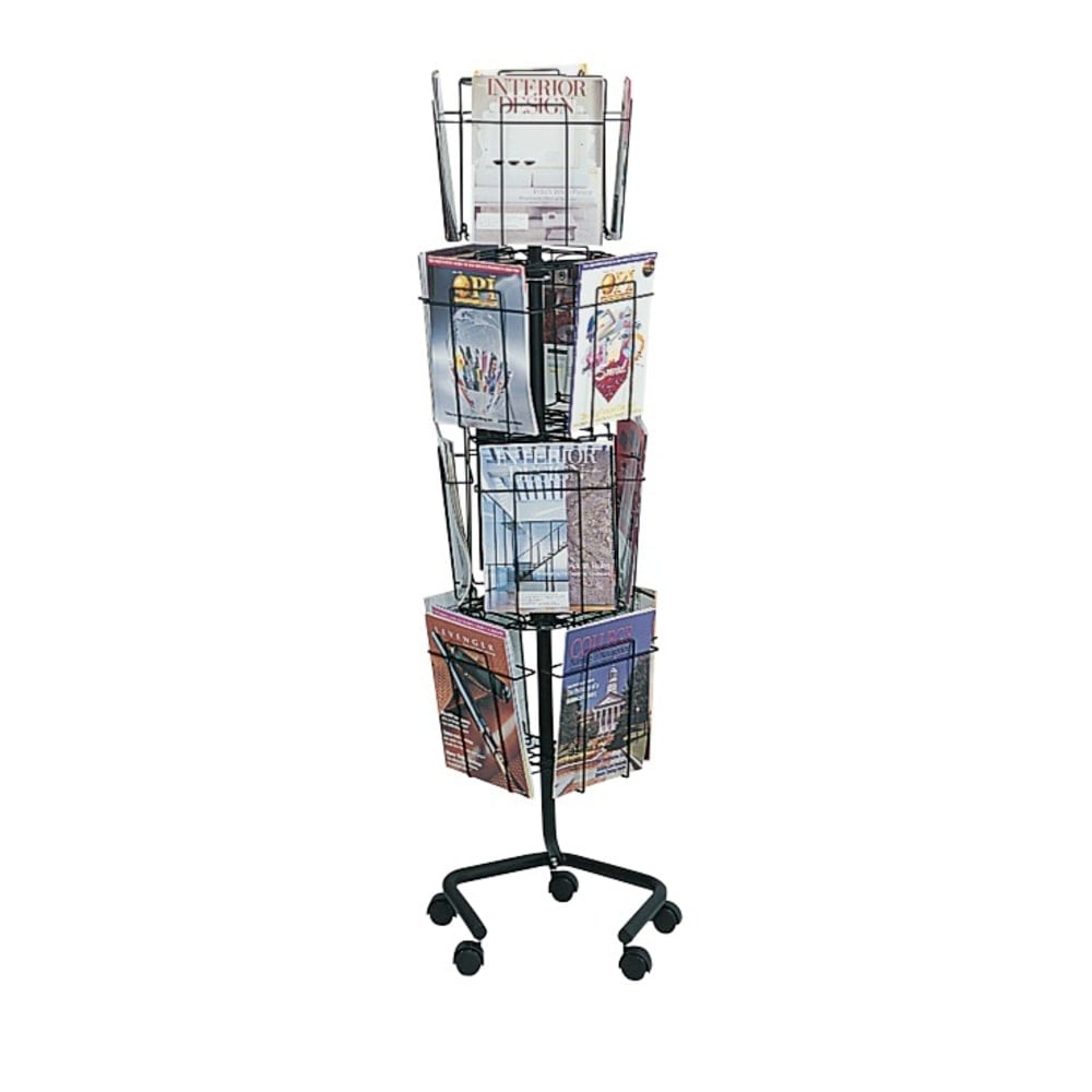 Safco Wire Rotary Literature Display, 61 1/4inH x 15inW x 15inD, 16 Pockets, Charcoal MPN:4139CH