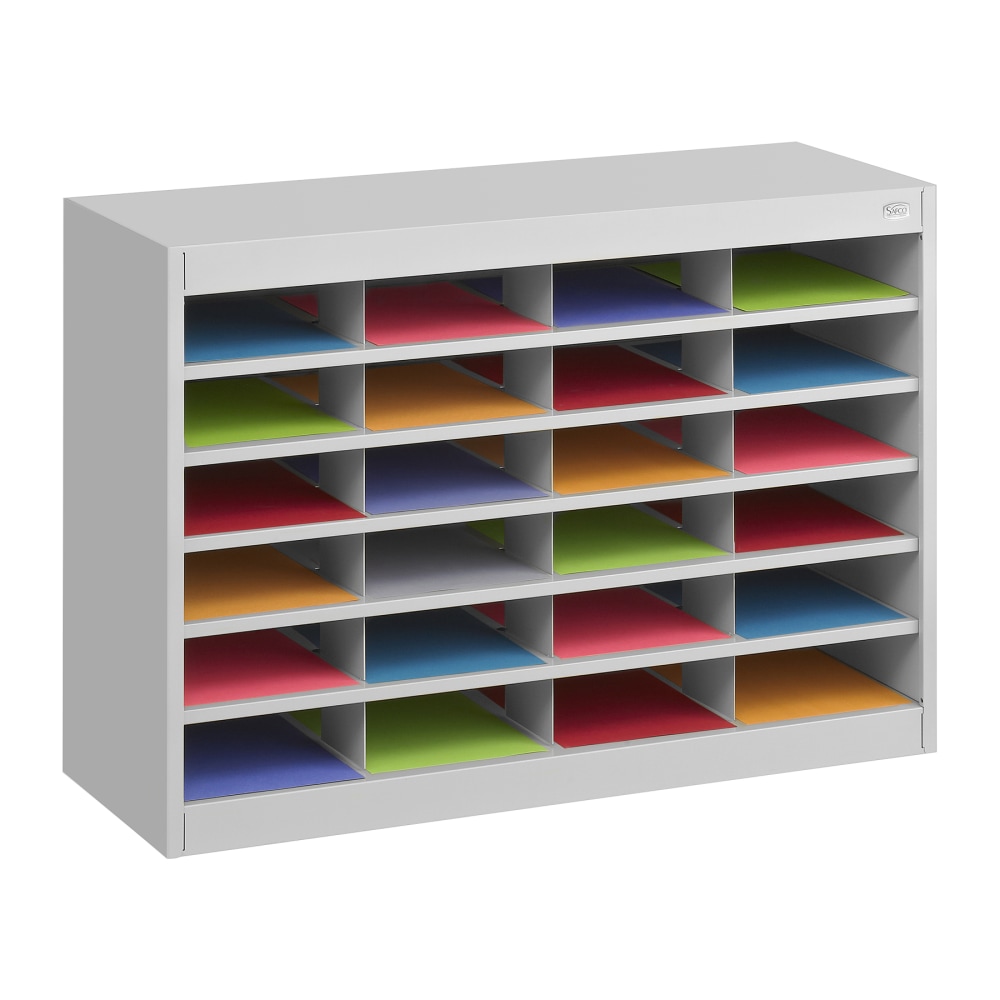 Safco E-Z Stor Steel Literature Organizer, 24 Compartments, 25-3/4inH, Gray MPN:9211GRR