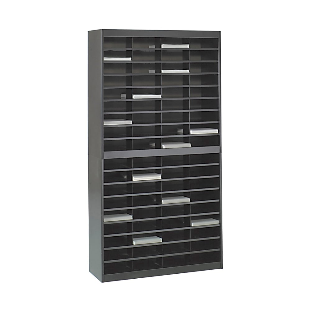 Safco E-Z Stor Steel Literature Organizer, 72 Compartments, 71inH, Black MPN:9241BLR