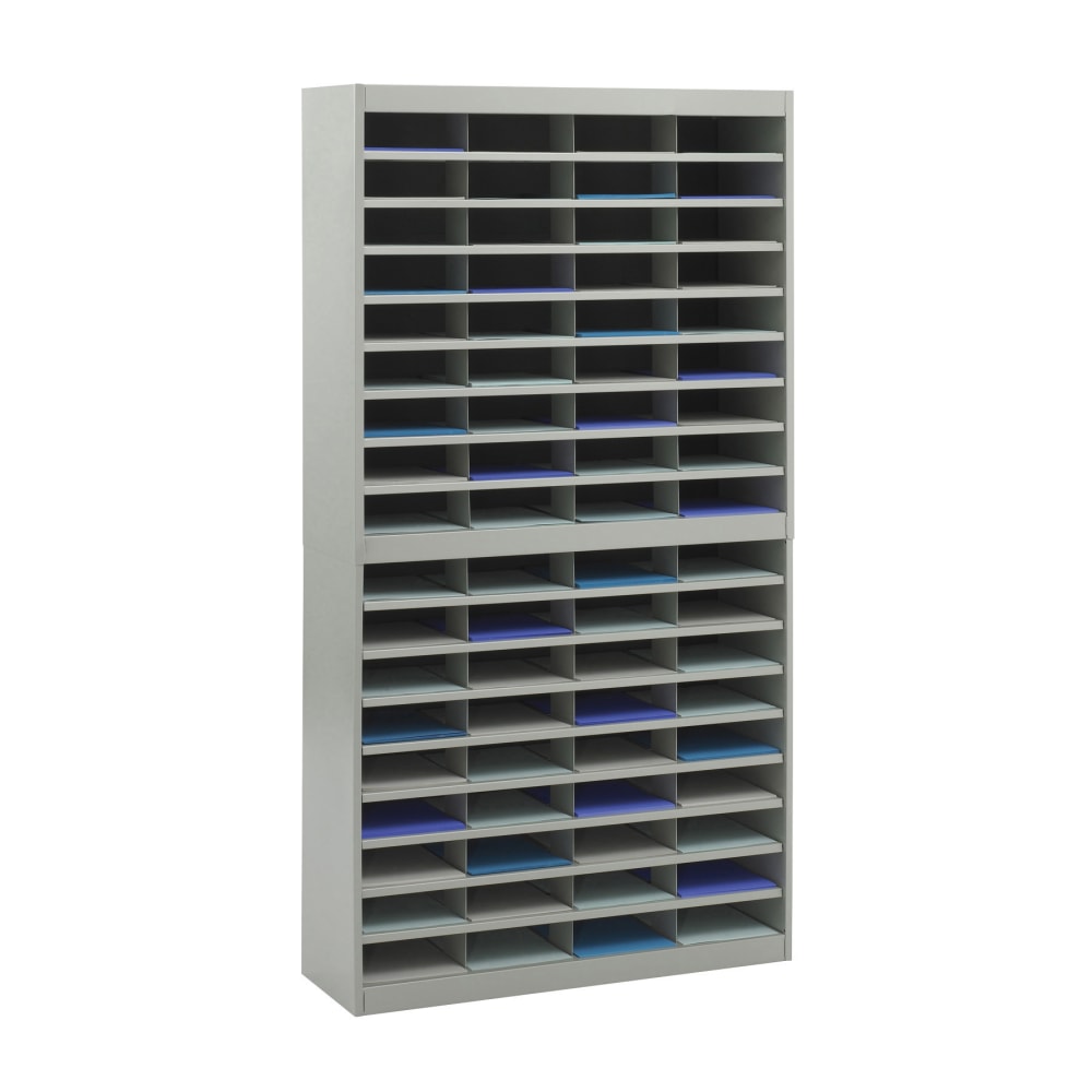 Safco E-Z Stor Steel Literature Organizer, 72 Compartments, 71inH, Gray MPN:9241GRR