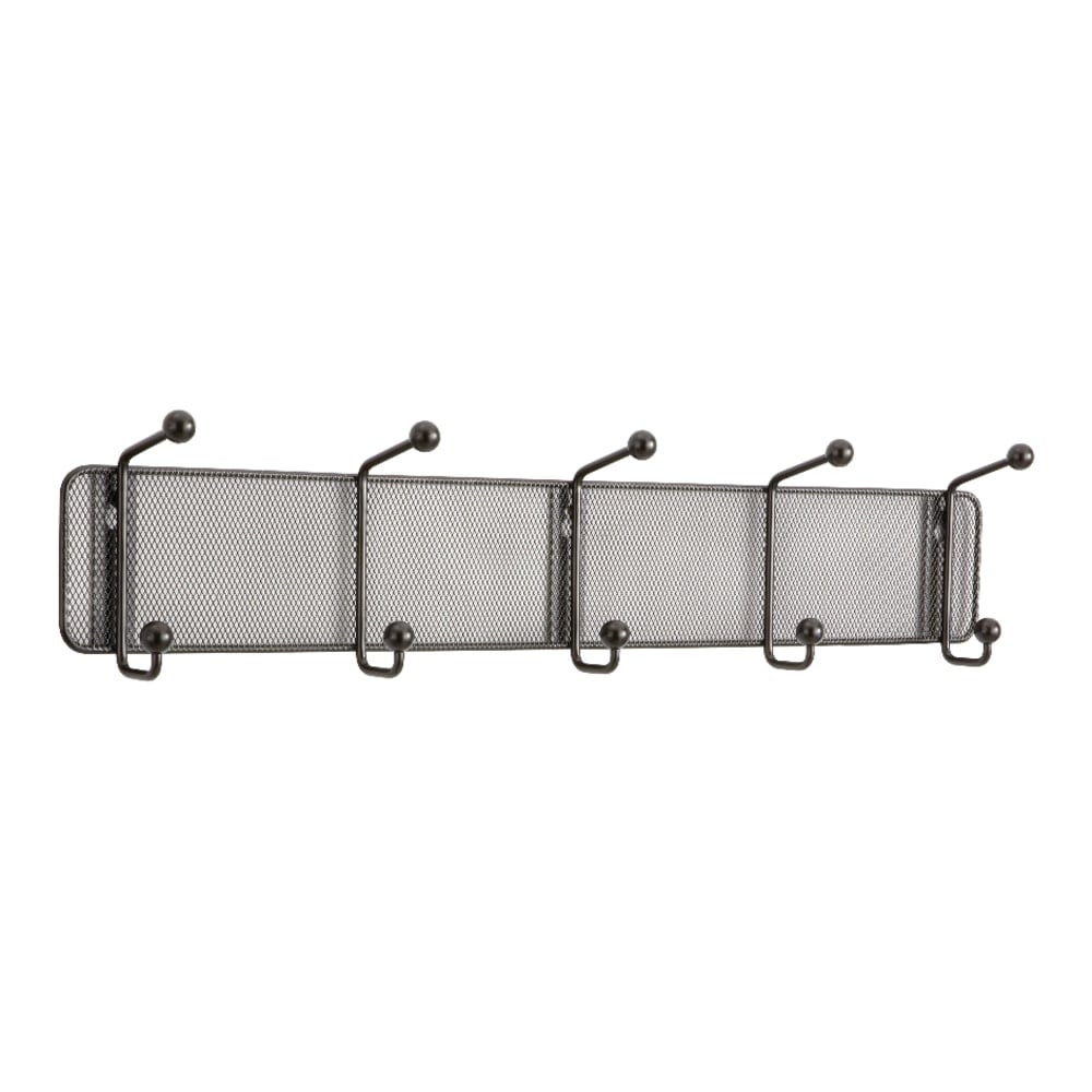 Safco Onyx 5-Hook Mesh Wall Rack, 5 1/2inH x 26 3/4inW x 3inD, Black (Min Order Qty 3) MPN:6403BL