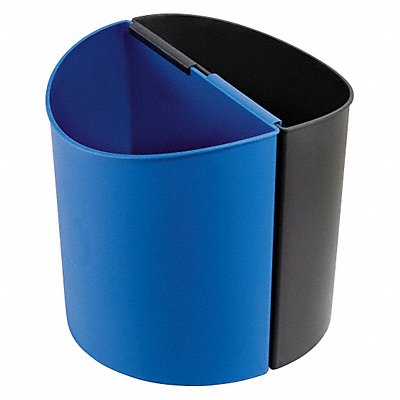 Wastebasket Half Round 3 gal Black/Blue MPN:9927BB