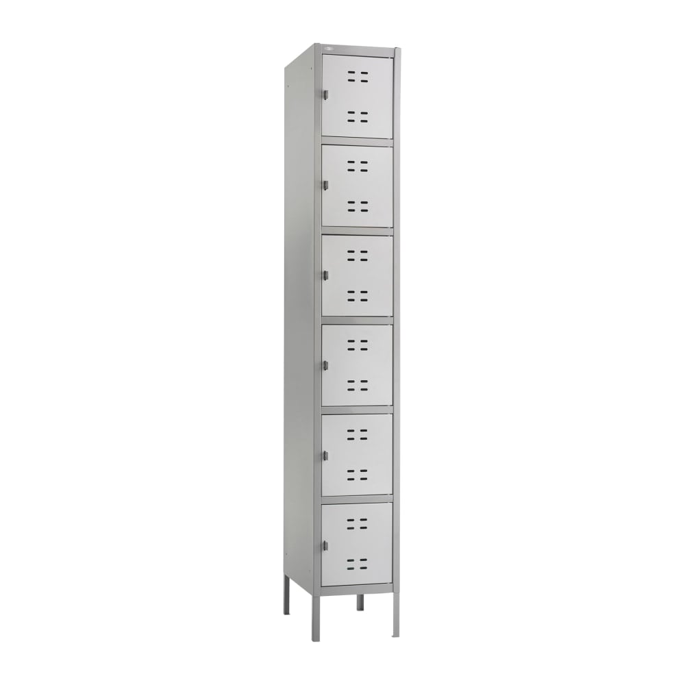 Safco 6-Box Single-Column 2-Tone Locker With Legs, 78inH x 18inW x 12inD, Gray MPN:5524GR