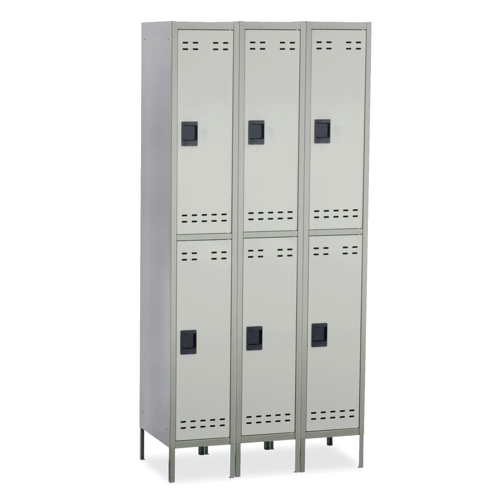 Safco Double-Tier Two-Tone 3-Column Locker With Legs, 78inH x 36inW x 18inD, Gray MPN:5526GR