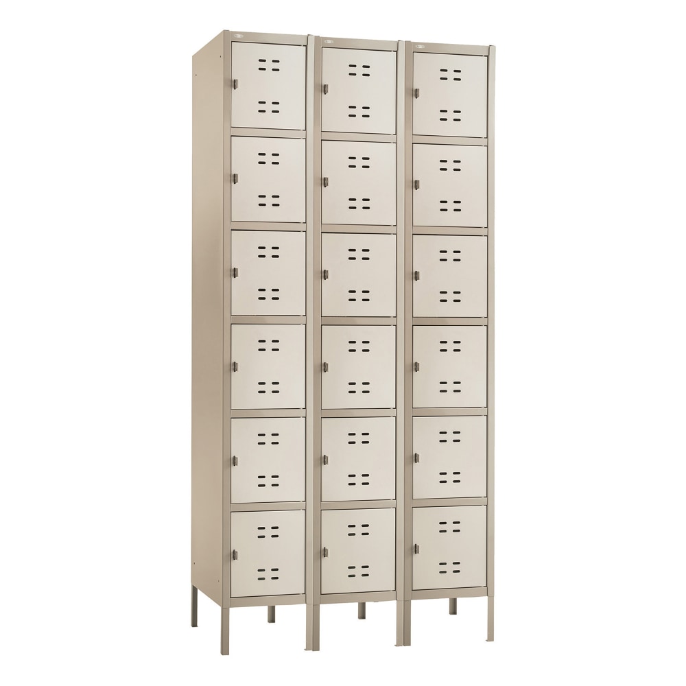 Safco Storage Lockers, 6-Box, Bank Of 3 Lockers, Tan MPN:5527TN