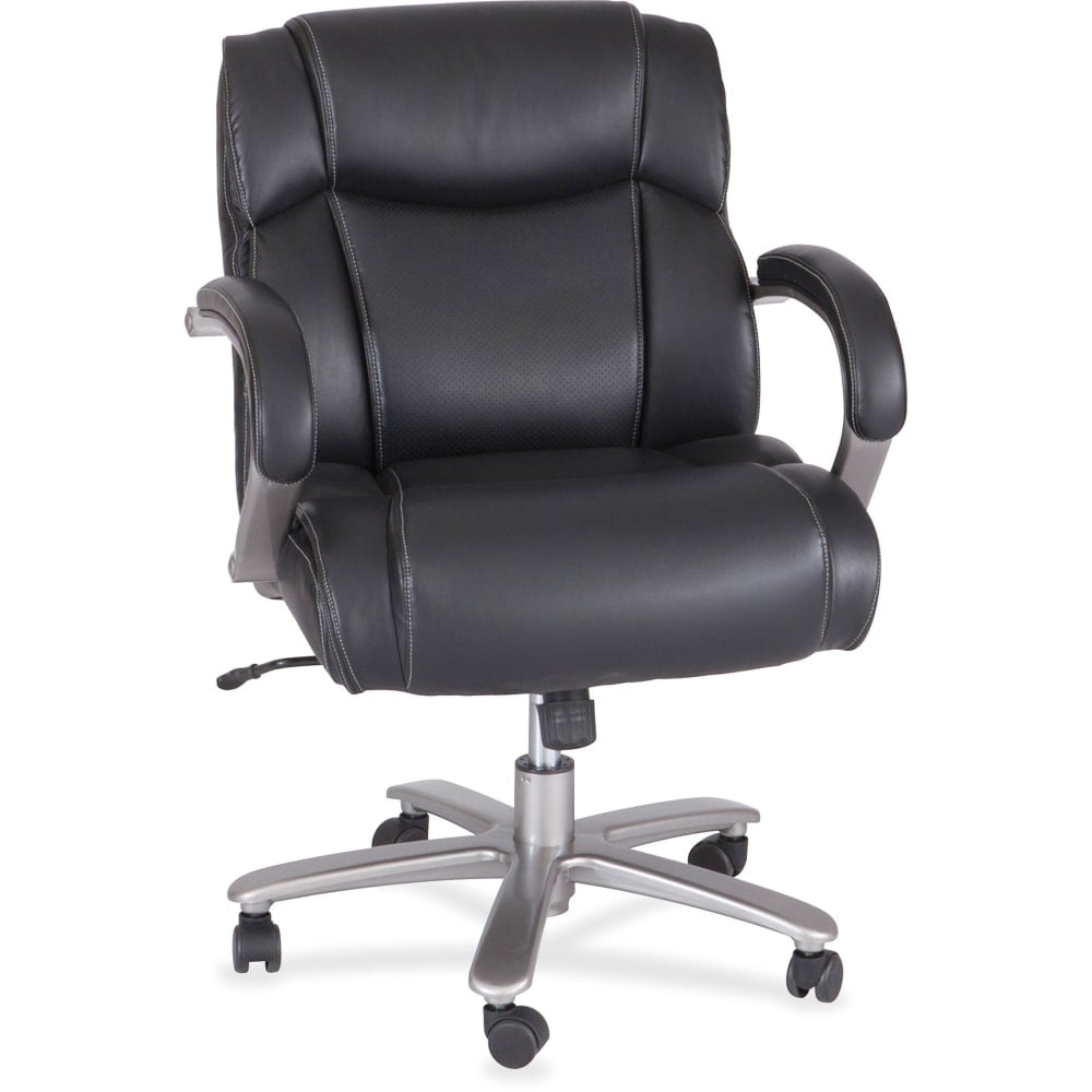 Safco Big & Tall Bonded Leather Mid-Back Chair, Black MPN:3504BL