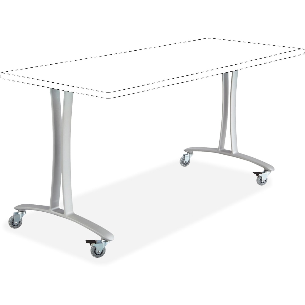 Safco Rumba Training Table T-leg Base with Casters - Metallic Gray T-shaped Base - 2 Legs - 25.25in Height x 5.25in Width MPN:2082SL