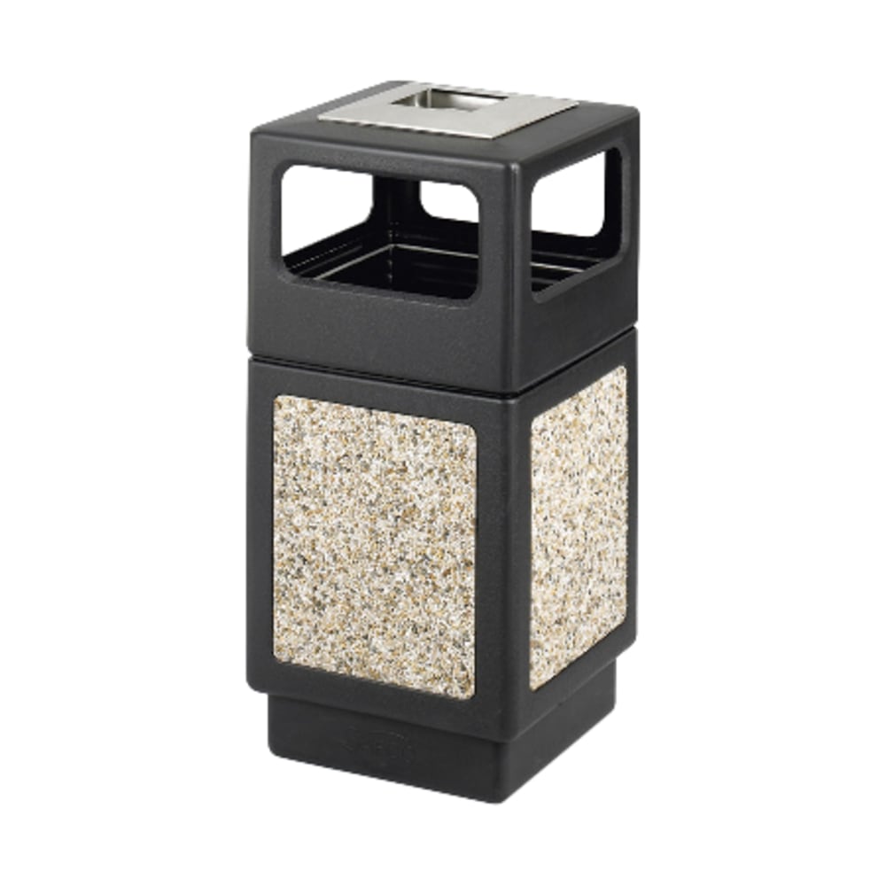 Safco Plastic/Stone Aggregate Receptacle, 38 Gallons, 39in x 18 1/4in x 18 1/4in, Black MPN:9473NC