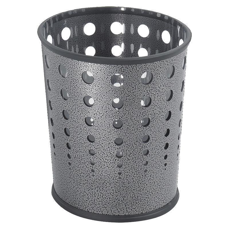 Safco Round Steel Wastebasket, 6 Gallons, Black Speckled (Min Order Qty 2) MPN:9740NC