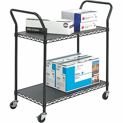 Wire Utility Cart with 2 Shelves Rated MPN:5337BL