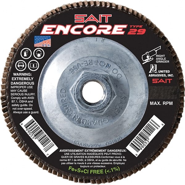 Flap Disc: 5/8-11 Hole, 120 Grit, Zirconia Alumina, Type 27 MPN:79211