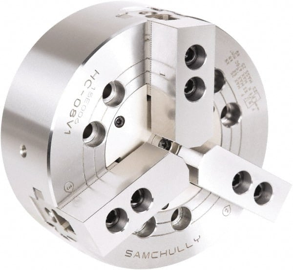 Hydraulic Power Lathe Chuck: 110 mm Dia, 3 Jaws, Plain Back Mount MPN:HC-04