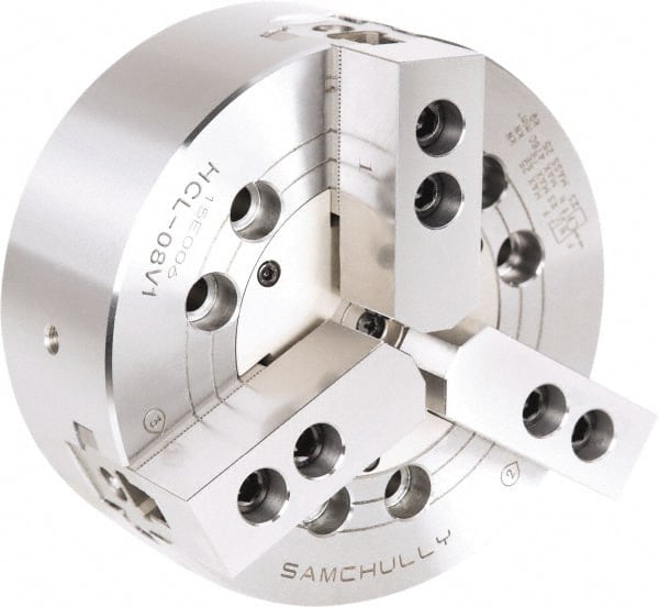 Hydraulic Power Lathe Chuck: 165 mm Dia, 3 Jaws, Plain Back Mount MPN:HCL-06