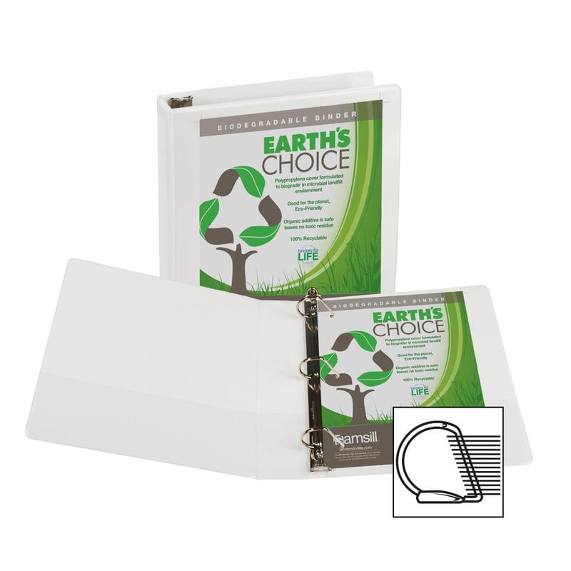 Samsill Earths Choice Vue 3-Ring Binder, 1 1/2in D-Rings, White (Min Order Qty 9) MPN:16957