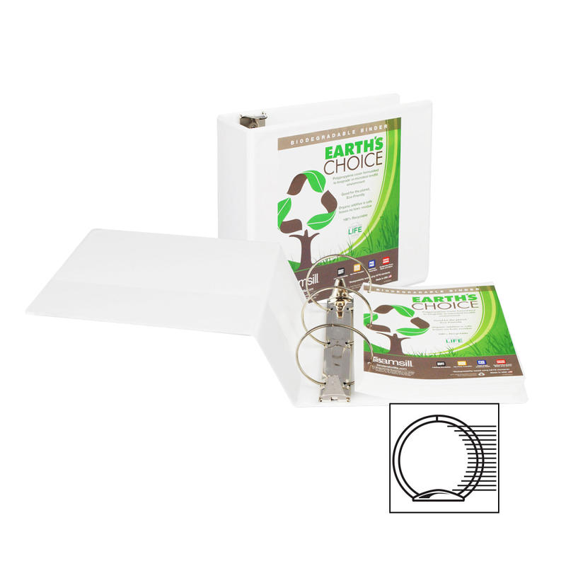 Samsill Earths Choice 189 Insertable View 3-Ring Binder, 5in Round Rings, White (Min Order Qty 2) MPN:18907