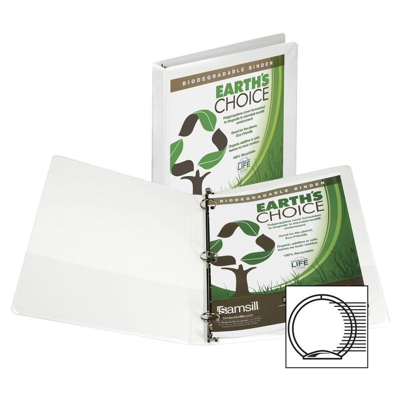 Samsill Earths Choice Insertable Vue 3-Ring Binder, 1/2in Round Rings, White (Min Order Qty 11) MPN:18917