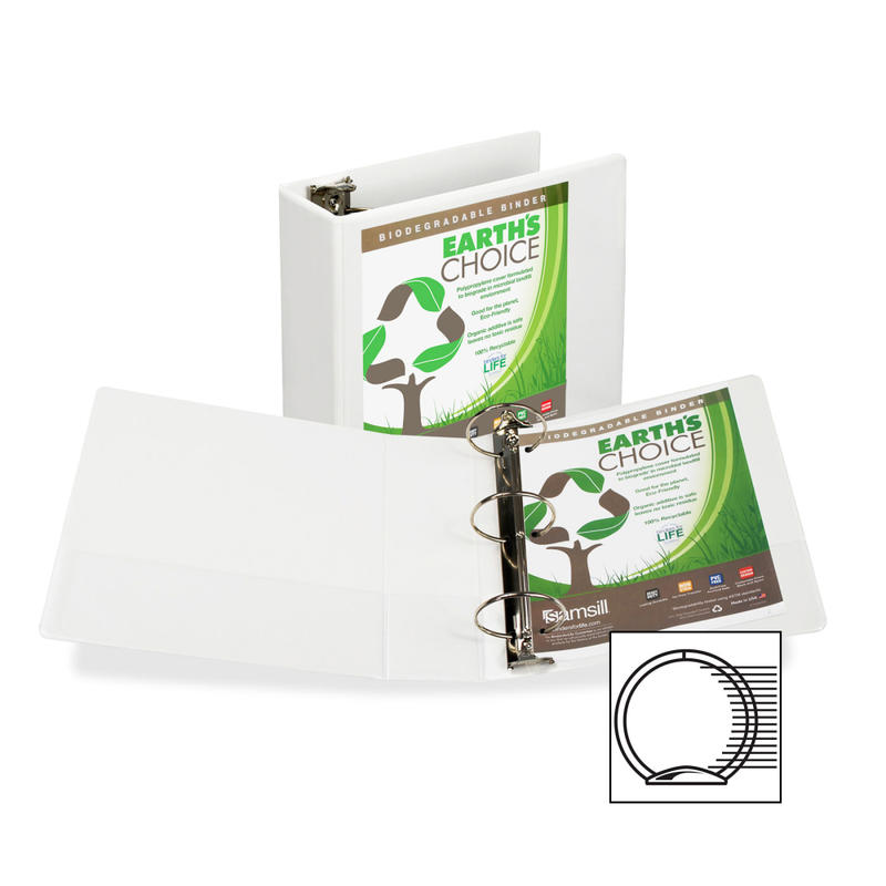 Samsill Earths Choice 189 Insertable View 3-Ring Binder, 4in Round Rings, White (Min Order Qty 4) MPN:18997